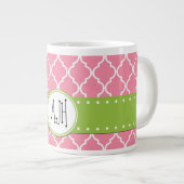 Rosa Lattizität, Quatrefolie, Trellis, Monogramm Jumbo-Tasse (Vorderseite Rechts)