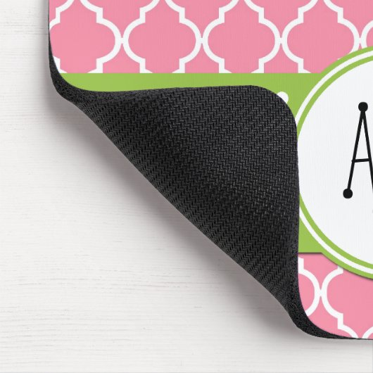 Rosa Lattizität, Quatrefolie, Trellis, Monogramm Mousepad (Ecke)