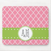 Rosa Lattizität, Quatrefolie, Trellis, Monogramm Mousepad (Vorne)