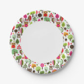 Rosa Laubbaummuster Pappteller (Vorderseite)