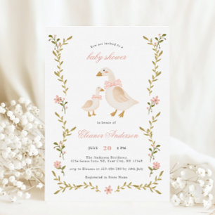 Rosa Launische Gans Baby Shower Einladung