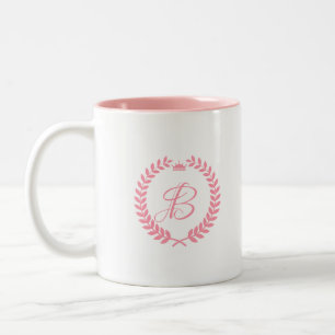 Rosa Laurel Wreath mit Monogramm Zweifarbige Tasse