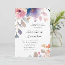 Rosa Lavendel Blume Christliche Verse Hochzeit Einladung