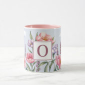 Rosa Lavendel-Blume Rosa O Monogramm Combo-Tasse Tasse (Zentrum)