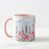 Rosa Lavendel-Blume Rosa O Monogramm Combo-Tasse Tasse (Links)