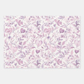 Rosa Lavendel Blumen Herzen Geburtstag Geschenkpapier Set (Vorderseite 2)