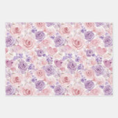 Rosa Lavendel Blumen Herzen Geburtstag Geschenkpapier Set (Vorderseite)