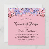 Rosa Lavendel, florales Rentenessen Einladung (Vorderseite)