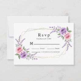 Rosa Lavendel Geometrische Hochzeits-RSVP-Karte RSVP Karte