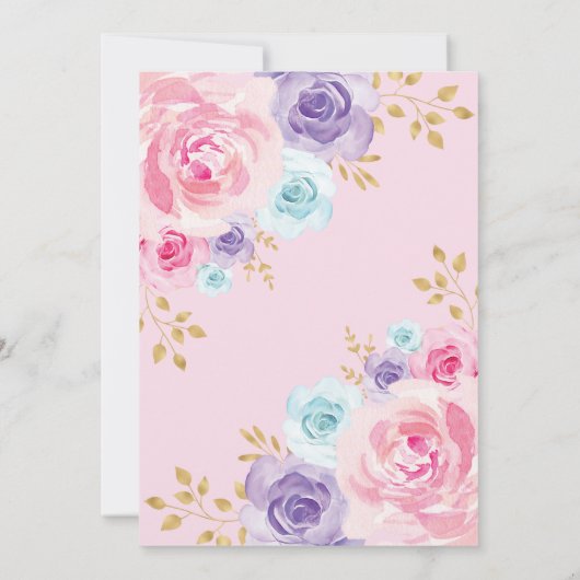 Rosa Lavendel-Goldprinzessin Aschenputtel Birthday Einladung (Rückseite)