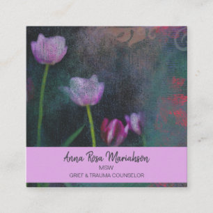 *~* Rosa Lavendel Graue Tulpe Shabby Vintage Grung Quadratische Visitenkarte