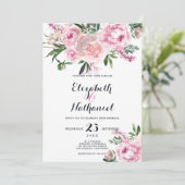 Rosa Lavendel Korallenblume Thema Hochzeit Einladung (Stehend Vorderseite)