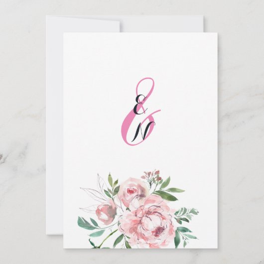 Rosa Lavendel Korallenblume Thema Hochzeit Einladung (Rückseite)