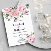 Rosa Lavendel Korallenblume Thema Hochzeit Einladung