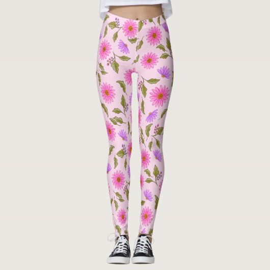 Rosa Lavendel Lacy Daisy Leggings (Vorderseite)