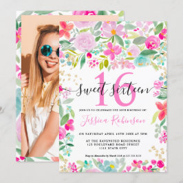 Rosa Lavendel lockere blumengoldene Schrift Sweet  Einladung