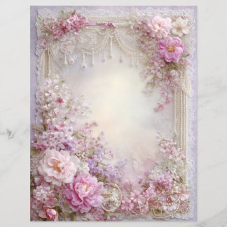 Rosa Lavendel Vintage-Junk-Journal-Schrappbuch-Pap