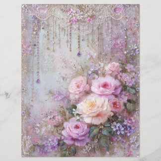 Rosa Lavendel Vintage-Junk-Journal-Schrappbuch-Pap