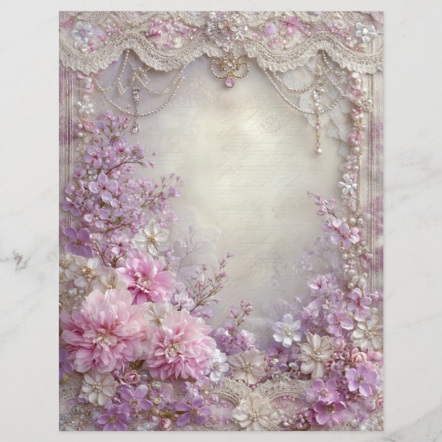 Rosa Lavendel Vintage-Junk-Journal-Schreibwarenpap (Vorderseite)