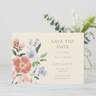 Rosa Lavendel Watercolor Chic Florale Hochzeit Save The Date