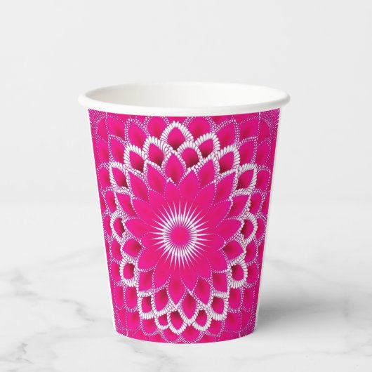 Rosa Lavendel Weiß Pappbecher (Vorderseite)