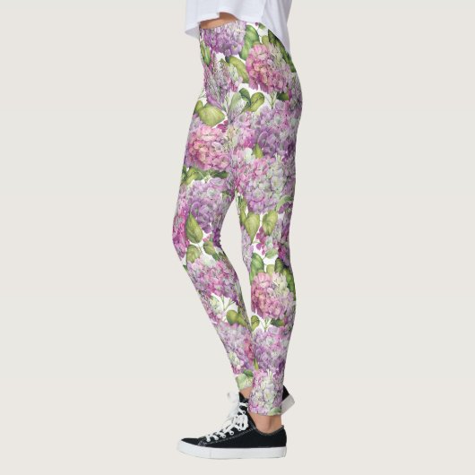 Rosa Lavendelhydrangea-Blumenmuster Leggings (Links)