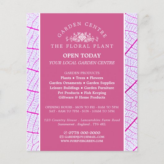 Rosa Leaf, Gartenzentrum, Gartenbaukunst Flyer (Vorne)