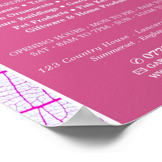 Rosa Leaf, Gartenzentrum, Gartenbaukunst Poster (Ecke)