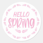 Rosa Leaf Hallo Frühling Runder Aufkleber (Vorderseite)