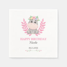 Rosa Leaf Niedlich Hippo Floral Happy Birthday