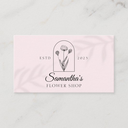 Rosa Leaf Shadow, Modern Blume Logo, Monogramm Visitenkarte (Vorderseite)