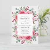 Rosa lebendige Frühlingshochzeit Einladung (Stehend Vorderseite)