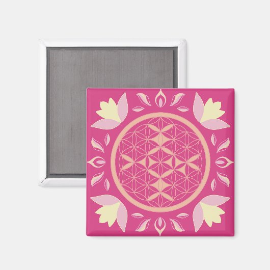 rosa Lebensblume Magnet (Vorderseite/Rückseite)