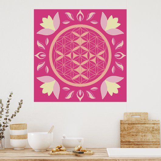 rosa Lebensblume Poster (Küche)