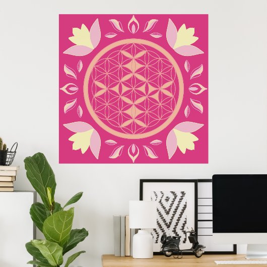 rosa Lebensblume Poster (Heimbüro)