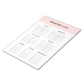 Rosa Lebensmittelliste Notizblock (angewinkelt)