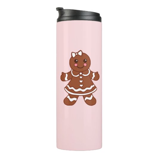 Rosa Lebkuchen-Mädchen-Thermobecher Thermosbecher (Nach rechts gedreht)