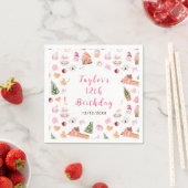 Rosa Lebkuchenhäuschen-Geburtstagsfeier Serviette (Beispiel)