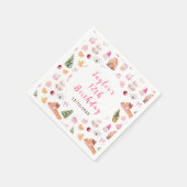 Rosa Lebkuchenhäuschen-Geburtstagsfeier Serviette (Ecke)