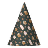 Rosa Lebkuchenhäuschen-Muster Geburtstag Partyhütchen (Links)