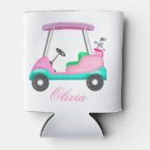 Rosa Leder Elegante Golfplatz Name Dosenkühler (Vorderseite)