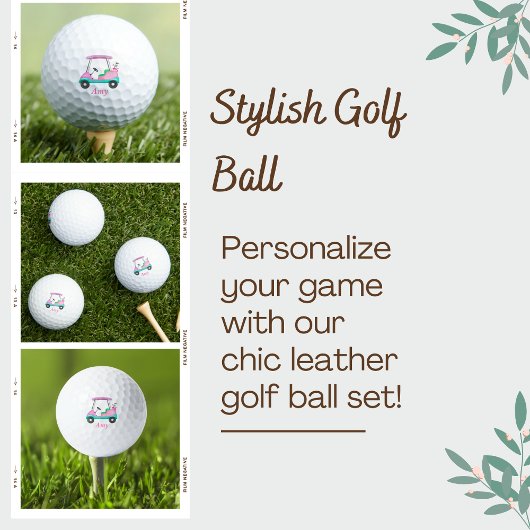 Rosa Leder Elegante Golfplatz Name Golfball