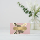 Rosa Leder Gold Metal | Nail Poly Pour Terminkarte (Stehend Vorderseite)