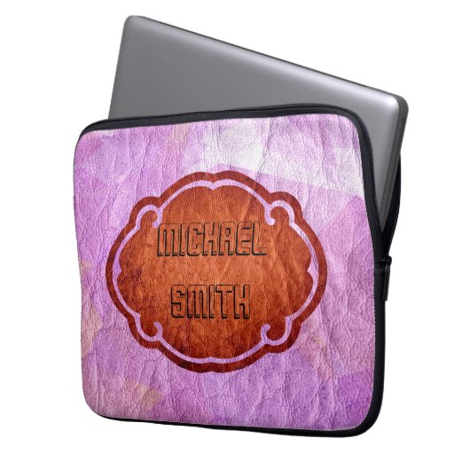 Rosa Leder Laptopschutzhülle (Vorderseite Links)