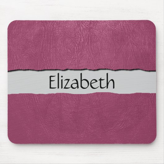 Rosa Leder, Lederhintergrund, Ihr Name Mousepad (Vorne)