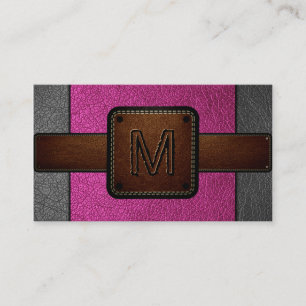 Rosa Leder Look Brown Monogram Visitenkarte