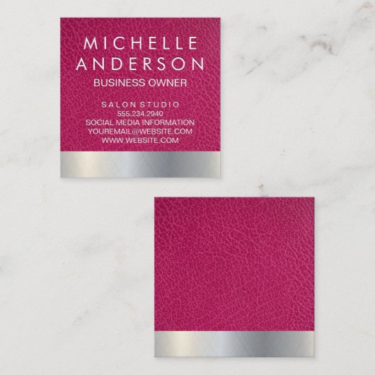 Rosa Leder Metallic Treuekarte (Vorne/Hinten)