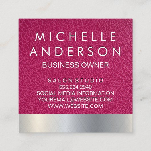 Rosa Leder Metallic Treuekarte (Vorderseite)