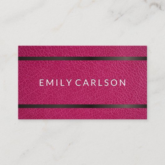 Rosa Leder | Metallischer Akzent Bar Visitenkarte (Vorderseite)