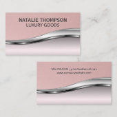 Rosa Leder | Rosa metallischer Hintergrund Visitenkarte (Vorne/Hinten)